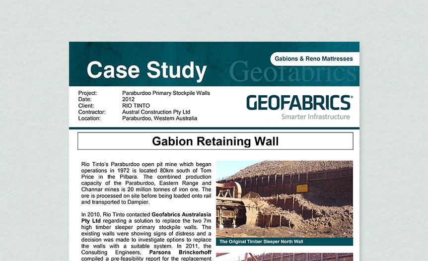Paraburdoo Primary Stockpile Wall - Geofabrics Gabion Retaining Wall